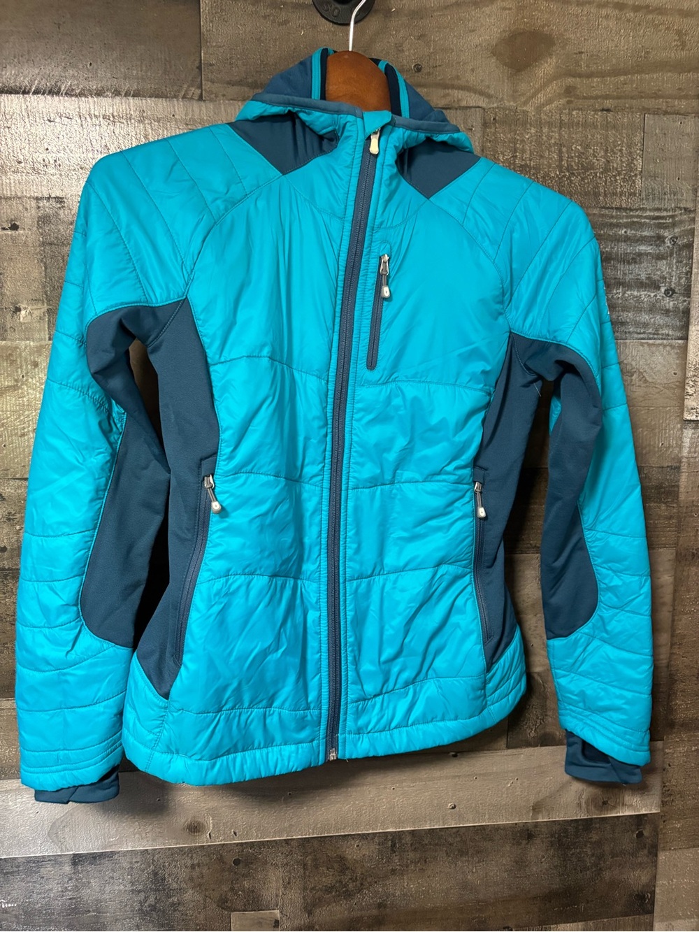Smartwool Teal and Dark Teal Insulated Hooded Puffer Jacket XS